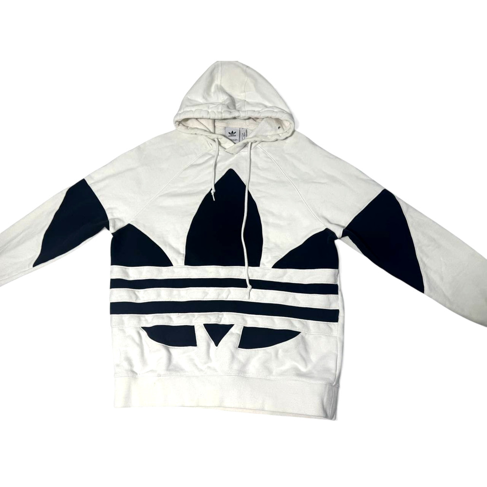 Adidas Originals Trefoil Hoodie Men Medium White Black Big Logo Pullover